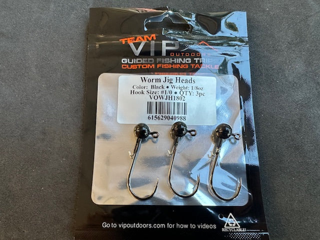 1/8 oz Black Jig Head. 1/0 with keeper (3 Pack)