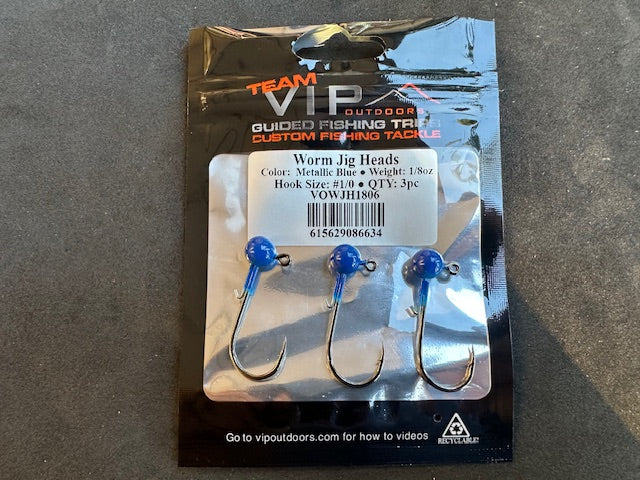 1/8 oz BLUE Jig Head. 1/0 with keeper (3 Pack)
